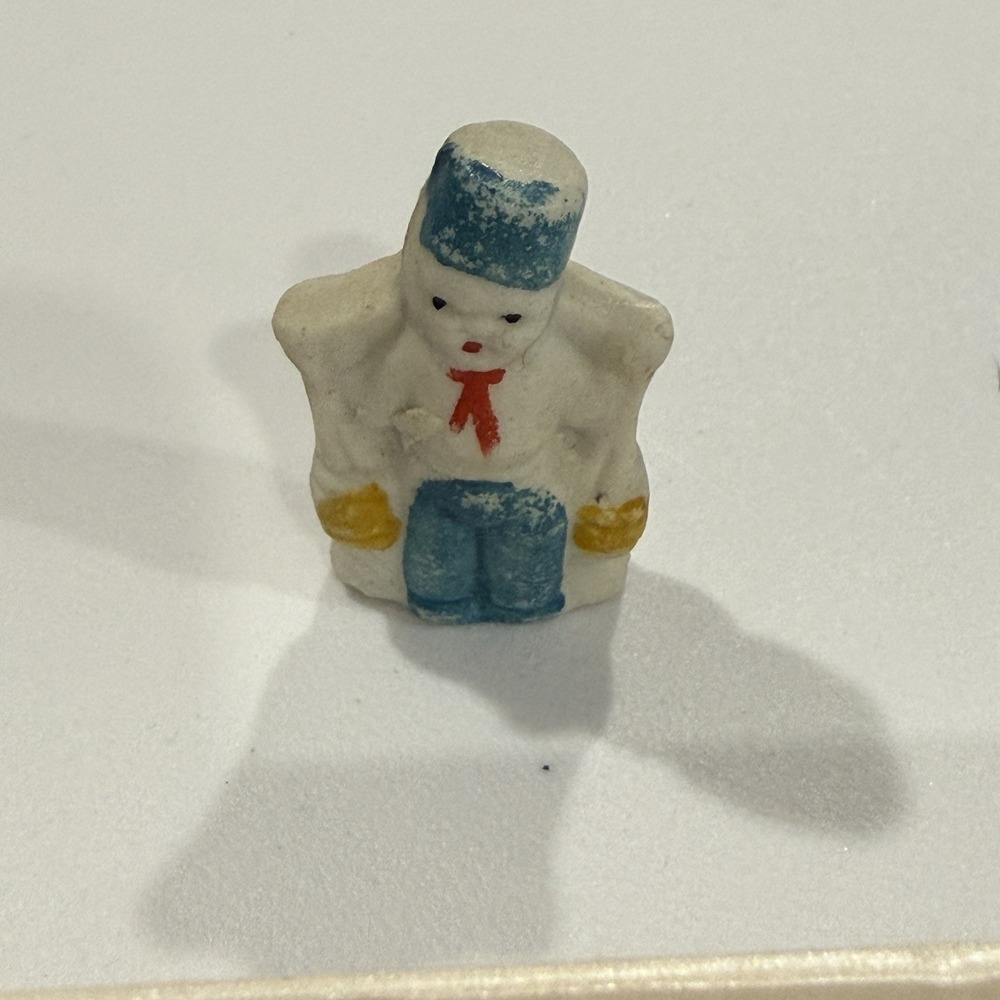 VTG BIsque Dutch Boy Carrying Buckets  Figurine Miniature Wall Mini Shelf